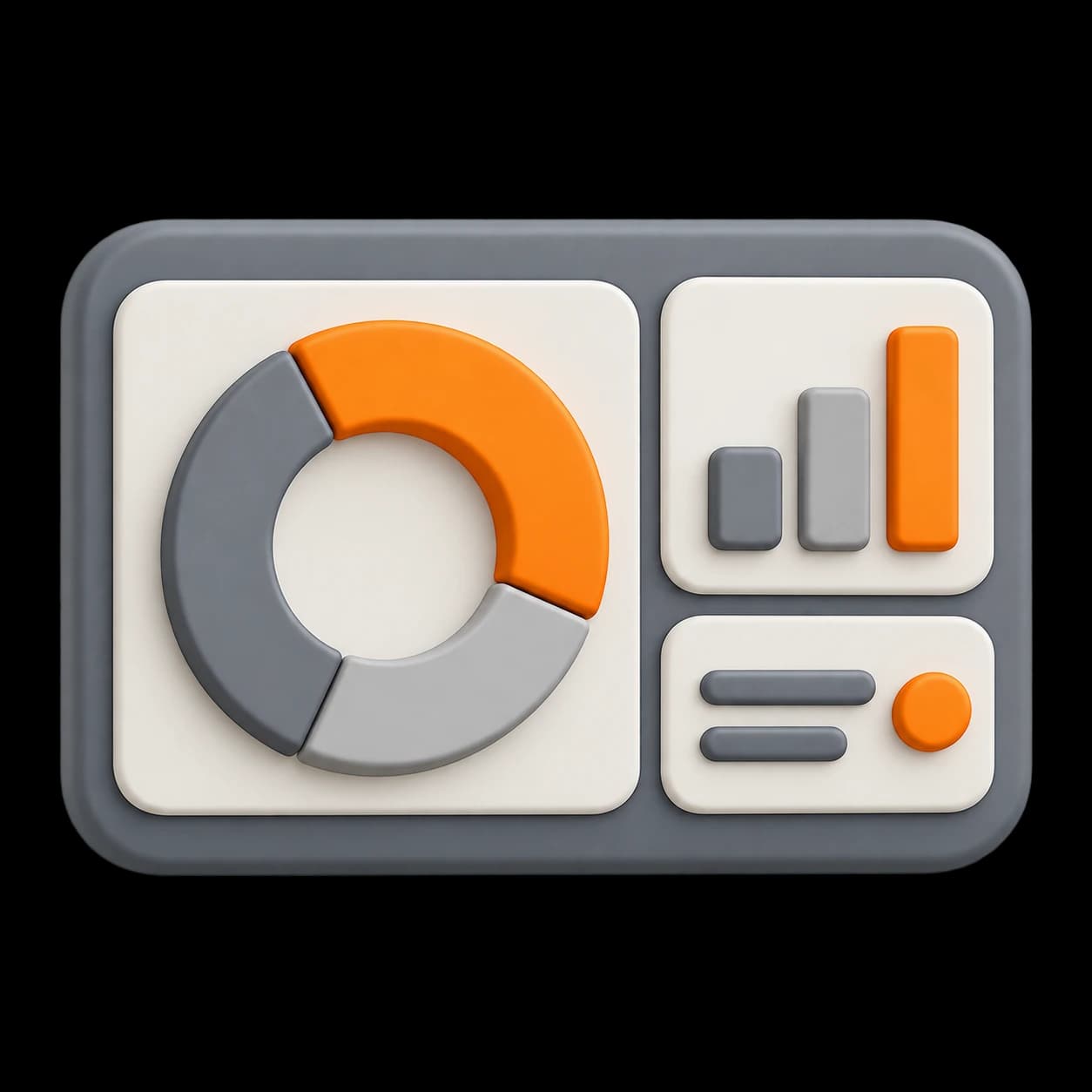 داشبورد با نمودار حلقه‌ای و ستونی